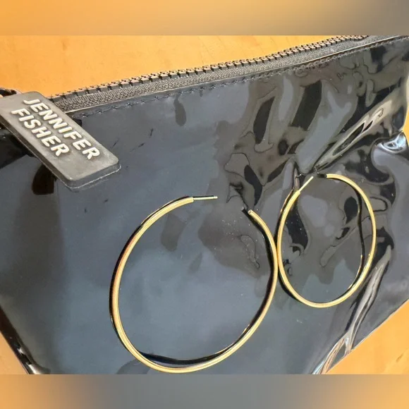 Jennifer Fisher 2.5 Thread Hoops in Plated Brass - Picture 2 of 14